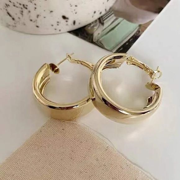 7/$35 Gold Color Hoop Earrings Medium Gold Hoops - Picture 4 of 5